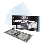 BCW Large Bill Currency Sleeves - 200-Pack | Acid-Free, Archival Safe Polypropylene Sleeves for Collectible Currency | Clear Money Protectors for Storage and Display | Large US Currency Holders