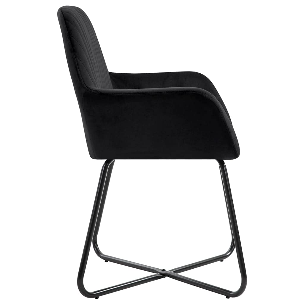 Lot de 4 chaises de salle à manger en velours noir pour restaurants, bars, jardins