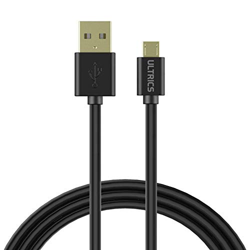 ULTRICS Cable Micro USB 2 Metros, Carga Rápida Macho A a Micro USB 2.0 Alta Velocidad Datos de Sync Cable Cargador Movil Compatible con Samsung Galaxy Note, LG, PS4 Xbox Android y Más  Negro