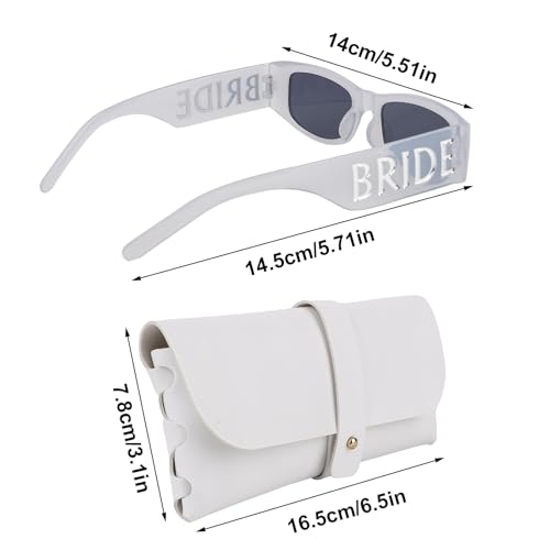 BOXOB Bride Sunglasses for Women, White Square Frame Bridal Sunglasses Bachelorette Party Accessories Bridal Shower Decor Bridesmaid Gifts Bride to Be Favors Bach Party Supplies2