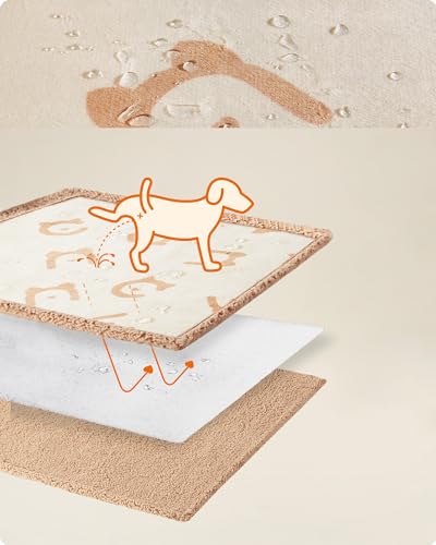 Feandrea wasserdichte Hundedecke, Sherpa Fleece Haustier Decke für Miniaturhunde und kleine Hunde, Katzen, 101 x 73 cm, M, maschinenwaschbar, beidseitiger Sofabezug-Schutz, beige PPB040K01