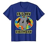 Birthday Shirt For Boys Age 4 Bat Blocks Bricks Theme