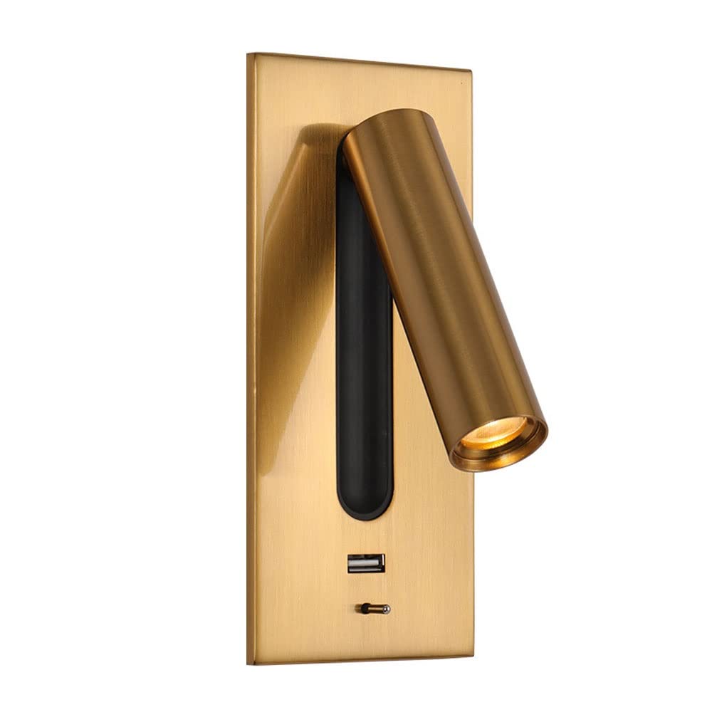 HYJAUSXB Modern Wall Mount Lamp, Light Bedroom Hotel Bedside Lamp Reading Embedded LED Sconces with Switch USB Port Lighting Lamps
