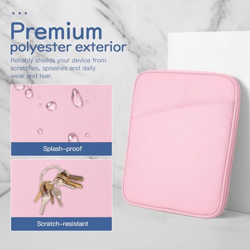 Image of Dadanism 8-9 Inch Tablet Sleeve Bag Carrying Case for iPad mini 7th /6th 8.3 inch, iPad mini 7.9 inch, Galaxy Tab A7 Lite /A9 8.7 inch, Remarkable Paper Pro Move 7.3 inch 2025, Tab M8 8 inch, Tab M9 9 inch, Flowers Pink