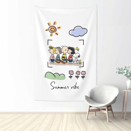 スヌーピー タペストリー 壁掛け 壁飾り 大判 装飾布 インテリア ウォールアート 多機能 布ポスター 背景布 部屋や窓の飾り リビングルーム ベッドルーム ファブリック装飾用品 落ち着く プレゼント サプライズ 152cm×102cm