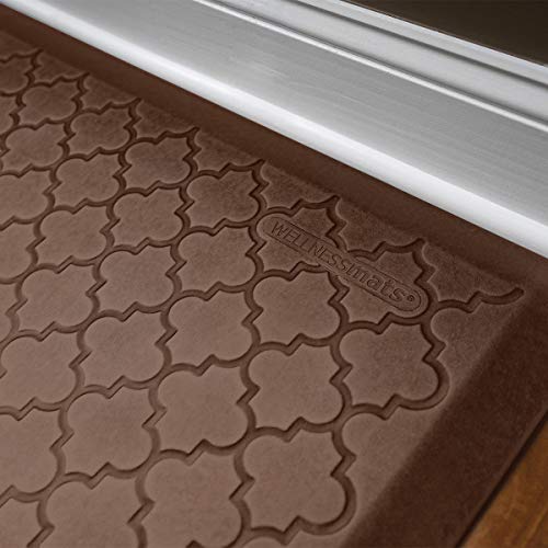 Wellnessmats Trellis 3/4" Polyurethane Anti Fatigue Floor Mat - Cushioned Comfort & Support For Home, Kitchen, Garage, Office Standing Desk - Non-Slip, Non-Toxic, Durable - 72" X 24" - Antique Light #TOP2
