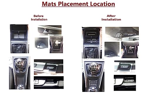 Door Cup Mats for Maruti Suzuki Baleno 2015 to 2021 Models Only, Premium Interior Car Accessories Set of 15 Pieces (White Trim)