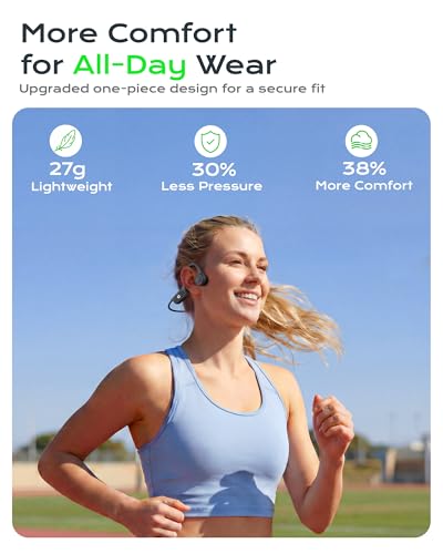 Image of DEMICEA Open Ear Bone Conduction Headphones for Running - Bluetooth 6.0 Wireless Sport Earphones, Up to 12H Playtime, IP54, Built-in Mic, Secure Fit