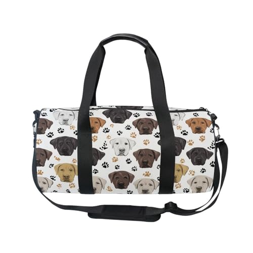 Cartoon Dog Head Sports Duffel Bag Durable Full Print Barrel Gym Bag with Large Main Pocket, Side Zippered Compartment for Training Gear Sportswear and Travel Essentials2