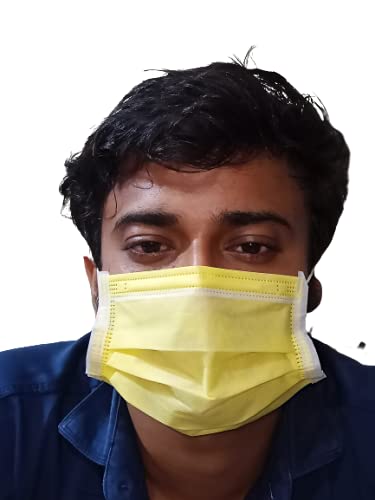 KAPGGRILA Disposable Face Mask, Use And Throw Mask, 3ply Mask pack of 100pcs (Yellow) (B09CTMMVZM) Amazon Price History, Amazon Price Tracker