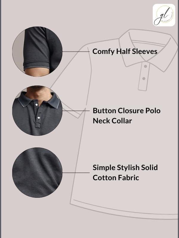 Image of GRECIILOOKS T-Shirt | Regular Fit Polo T-Shirt for Men | Plain T Shirt | Casual T Shirt for Men | Men's T Shirt | Stylish Men's T Shirts | Half Sleeve T Shirt