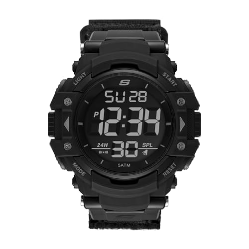 Skechers Men's Keats Digital Chronograph Watch, Color: Black (Model: SR1037)