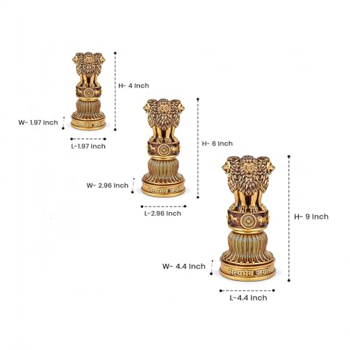 Image of Artarium Handcrafted 9 Inch Ashoka Ashok Pillar Idol Pillar Statue Showpiece for Car Dashboard Home Office Decor Table Showpiece Corporate Gifting - Antique