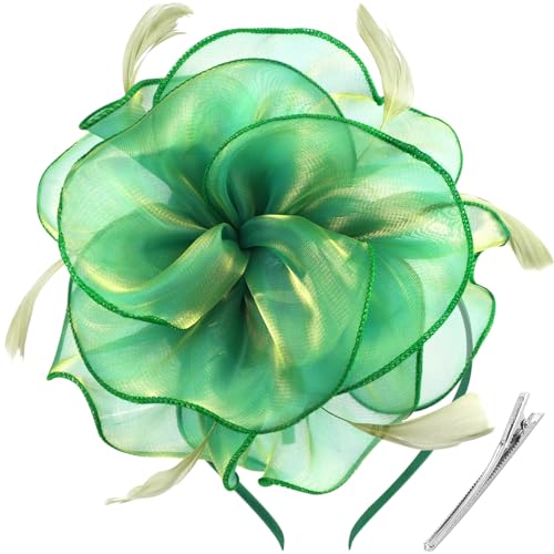 Image of DRESHOW Fascinators Hat Tea Party Headwear Ribbons Feathers on a Headband and a Clip for Women