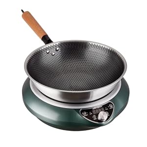 Induction Wok Cooktop 1700W 120V Concave Induction Cooker Wok Burner(Authentic 13.4-inch 304 Stainless Steel Cooking Wok Pan Included) Electric Stove Hot Plate with Large Coil