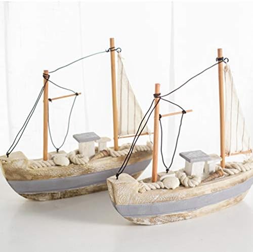 VOSAREA Sailboat Decoration Wooden Sailing Boat Model Nautical Gift Vintage Tabletop Ornament for Home Decoration