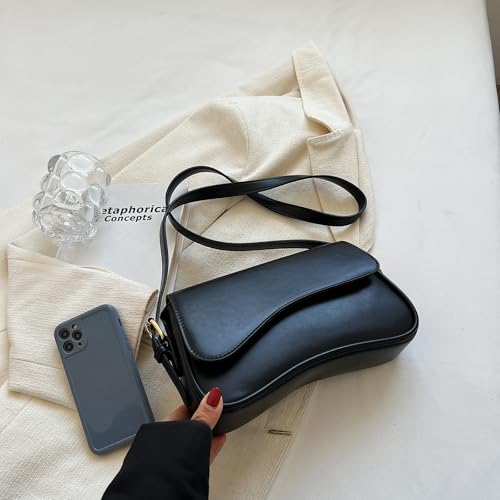 Image of Shoulder Bag for women Y2K Crossbody Vegan Leather Purse Straps Retro Clutch Hobo Hadbags with 2 Removable