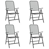 UERNGFTKM Folding Patio Chairs 4 Pack, Reclining Outdoor Chairs with 7 Settings, Iron Frame Expanded Metal Mesh Anthracite, Simple Modern Design for Garden Deck