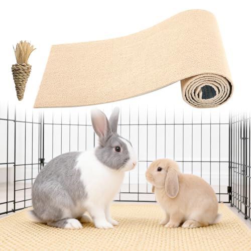 Rabbit Scratch Mat 12" x 6.56 ft, Self-Adhesive Cuttable Scratching Pad for Paw & Teeth Care, Cage Rabbit Mat for Chewing, Reusable and Suitable as Cage Liner or Bedding for Small Animals