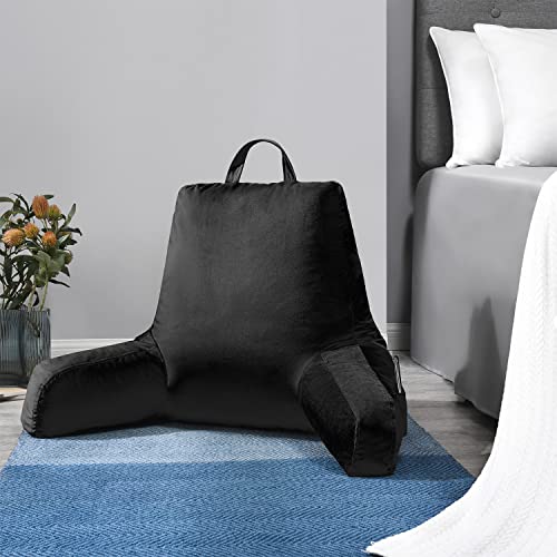 Lovtex Reading Pillow With Removable Cover, Back Pillow For Sitting Up In Bed With Arms And Pockets, Bed Rest Pillow Adult, 20 X 15 Inches(Black) #TOP6