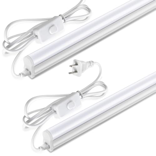 Paklighting Pak LED Shop Lights 4FT T5 Integrated Utility Fixture 2300LM 6500K Cool White 20W Energy Efficient Linkable LED Tube Lights for Garage Workshop Basement FCC Certified 2 Pack