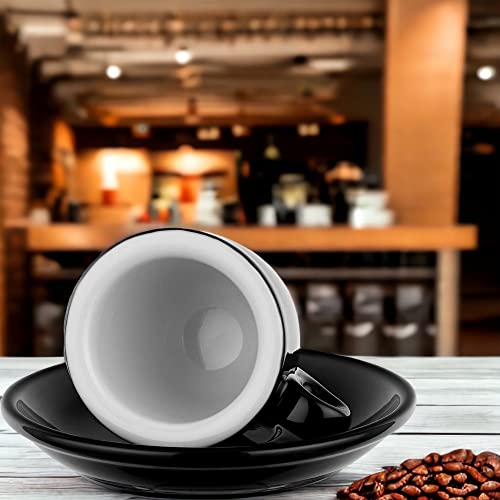 MY Obsession Espresso Cups Set, 56 ml, Extra Thick-Walled, Italian Design, Gift Packaging, Porcelain (2 Cups Black/White) - Image 3