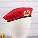 VANZACK Red Wool Beret with Star - Vintage Square Dance Hat & Stage Performance Cap (9.8×9.6 inches)