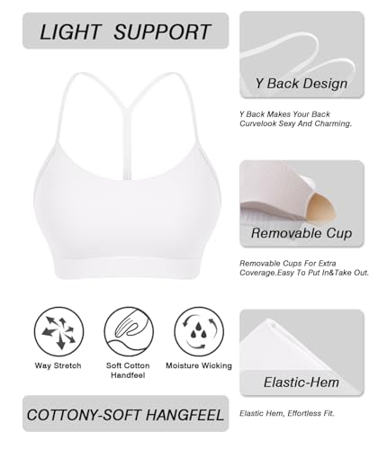 Comper Y BackSports Bra for Women Low Impact Racerback Workout Bras Sexy Thin Straps Yoga Sport Bras with Removable Pads3