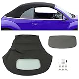 KUAFU Convertible Soft Top Compatible with 2003-2010 Volkswagen Beetle, Soft Roof Replacement with Clear Heated Glass Window, Premium Grade Black Sailcloth Vinyl