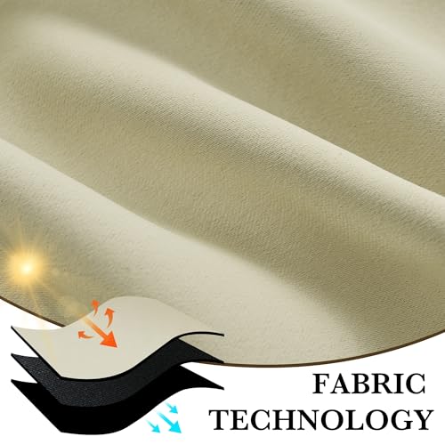 Image of RYB HOME 100% Blackout Short Curtains for Small Window, Thermal Insulated Noise Reducing Back Tab Curtains for Nursery Bathroom Basement, 34 inches Wide by 45 inches Long, Beige