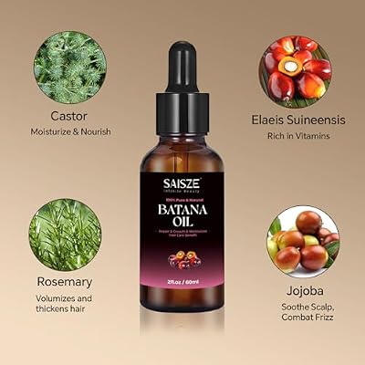 Batana Oil for Hair Growth, Organic Oil from Honduras, Nourishes Scalp, Strengthens Hair, 60ml