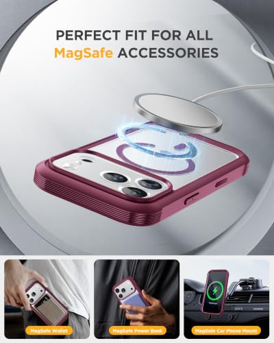 Image of Miracase for iPhone 17 Pro Privacy Series Case, Magsafe, Cherry | Built-in Privacy Screen Protector | 360 Full Protection | Colored Bezel & Clear Back | Shock-Absorbent | 6,3 Inch