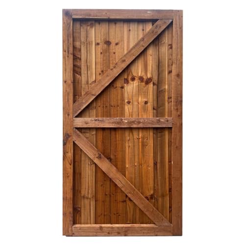 Beds Planet Garden Gate Pedestrian Wooden Gate Pressure Treated Wooden Feather Edge Garden Door 6ft Height 2 Feet Width 2 inches Depth (180cm High x 83cm Wide x 6cm Deep)