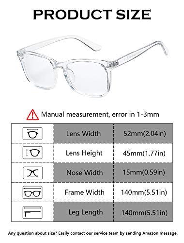 DeBuff Blue Light Blocking Glasses Women Men Clear Lens Square Frame Computer Eyeglasses (Clear) - Image 7