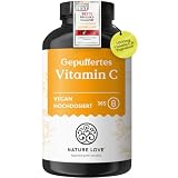 NATURE LOVE® Gepuffertes Vitamin C - Hochdosiert mit 1000mg Vitamin C je Tagesdosis - 365 Kapseln - pH-neutral & gut verträglich - Vegan
