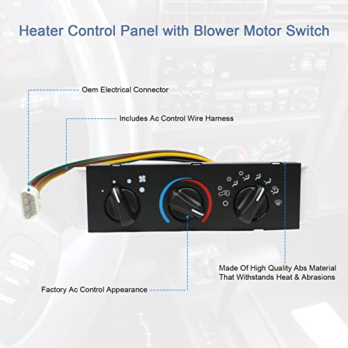 Dicmic Hvac A/C Heater Control Panel With Blower Motor Switch For 1999-2004 Jeep Wrangler Tj Replace# 55037473Ab, Bl101, Hs-373 #TOP3