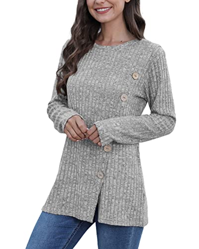 Image of JomeDesign Long Sleeve Shirts for Women Crew Neck Lightweight Sweater Loose Casual Tunic Tops