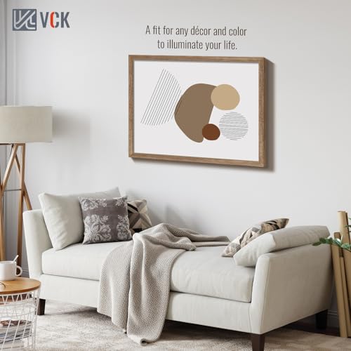 Image of VCK 24x30 Poster Frame Solid Wood Walnut 3 Pack Picture Frames 24 x 30 Inches with Wall Mounting Hanging