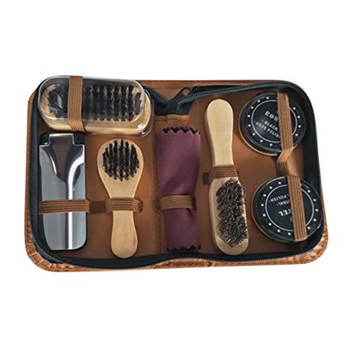Cirage pour bottes en cuir kit 8 pièces entretien et brosses