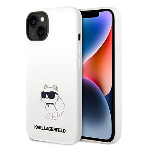 Karl Lagerfeld KLHCP14MSNCHBCH Coque Rigide pour iPhone 14 Plus 6,7" Blanc Silic
