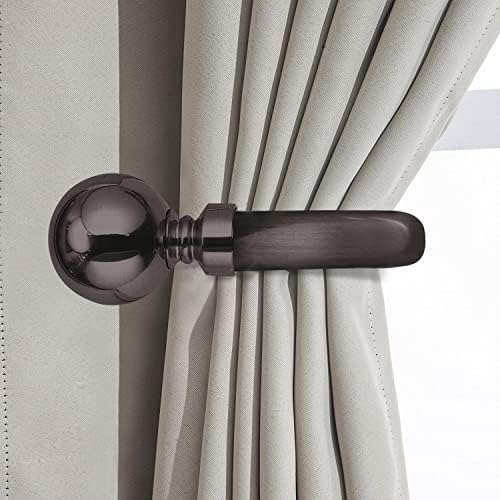 Oxford Homeware Curtain Holdbacks Pair - Matching Drapery Decorative Plain Ball Holdbacks for 28mm Metal Extendable Curtain Pole Set (2 x Holdbacks, Chrome)