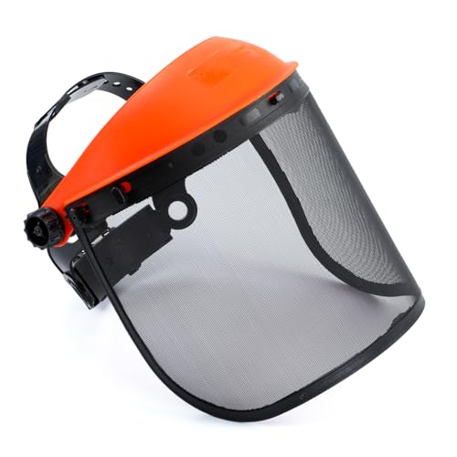 YARDMARIS Casque de sécurité forestière avec visière intégrale en maille, bandeau réglable, bonne ventilation, protection faciale en métal pour couper, hacher, travail en plein air