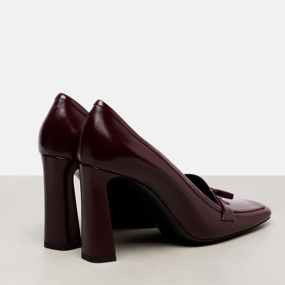 Women's Loafer Heels Square Toe Block Heel Pumps with Tassel Trendy Office Work Business Dressy Shoes3