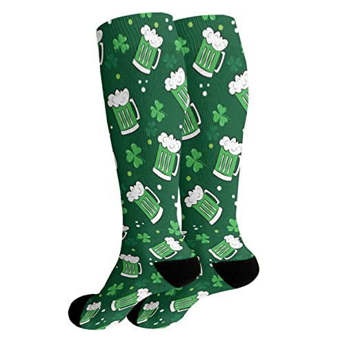 Knee High Socks for Girls Liner Socks for Girls Tall Boot Sock Cute Green beer and clover St. Patrick's Day Sock2