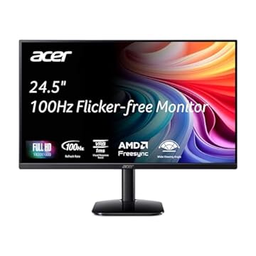 Acer Monitor de escritório KB252Q E0bi 62.2 cm IPS Full HD (1920 x 1080) Zero-Frame Gaming Office Tecnologia AMD FreeSync até 100Hz Atualização de 1ms (VRB) Portas HDMI e VGA de baixa luz azul