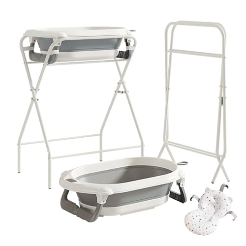 UBRAVOO Babybadewanne mit Ständer, faltbare Babybadewanne mit Thermometer und Badekissen, ergonomisches Kissen und Abflussöffnung, langlebig, ideal für Neugeborene und Babys bis zu 12 Monaten (Grau) UBRAVOO Babybadewanne mit Ständer, faltbare Babybadewanne mit Thermometer und Badekissen, ergonomisches Kissen und Abflussöffnung, langlebig, ideal für Neugeborene und Babys bis zu 12 Monaten (Grau)