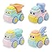 Lydaz Push Go Toy Cars Cartoon Face, Friction Powered Construction Play Vehicles - Dump Truck, Cement Mixer, Tow Truck, Oil Tank Truck, for Baby Toddlers Kids Boys Girls(4 Pack)