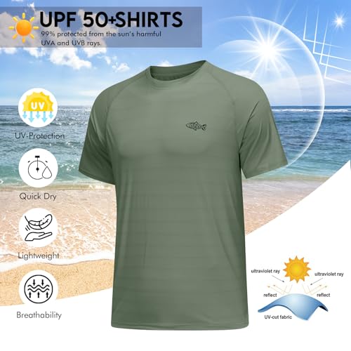 Riverruns Fishing Shirt for Men Short Sleeve UPF 50+ Sun Protection Swim T-Shirt Rash Guard Water Beach Tee3
