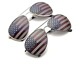 Goson American Flag Mirror Aviator Novelty Decorative Sunglasses (Gold/Black Combo in Black Gift Box)