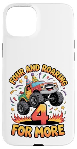 Four and Roaring for More Funny 4th Birthday�g���b�N �X�}�z�P�[�X iPhone 15 Plus �p
